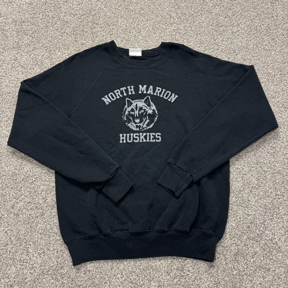 Vintage Bassett-Walker Sweatshirt Mens Large Black North Marion Huskies